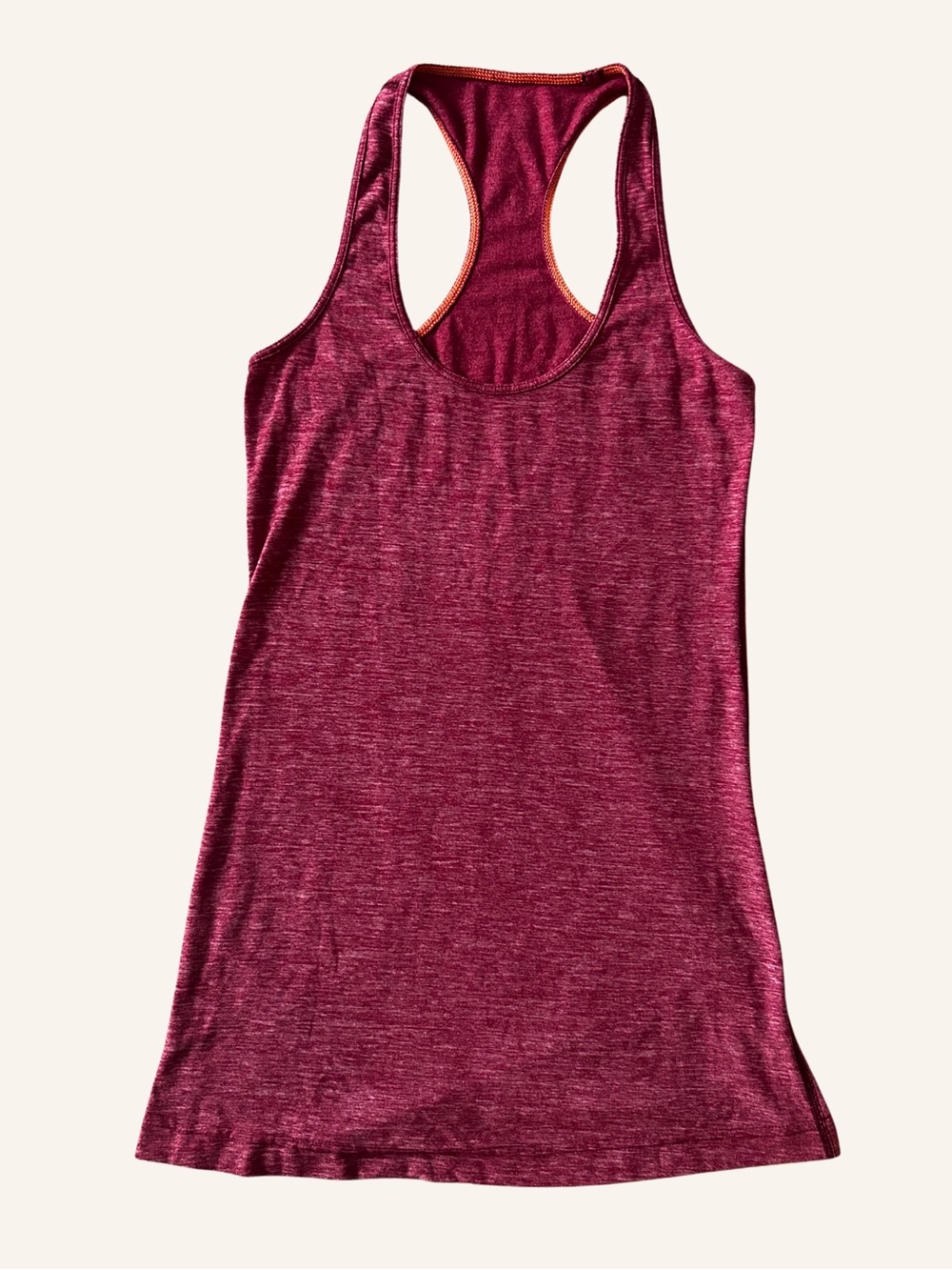 lululemon athletica Heathered Red Racerback Tank with Orange Trim